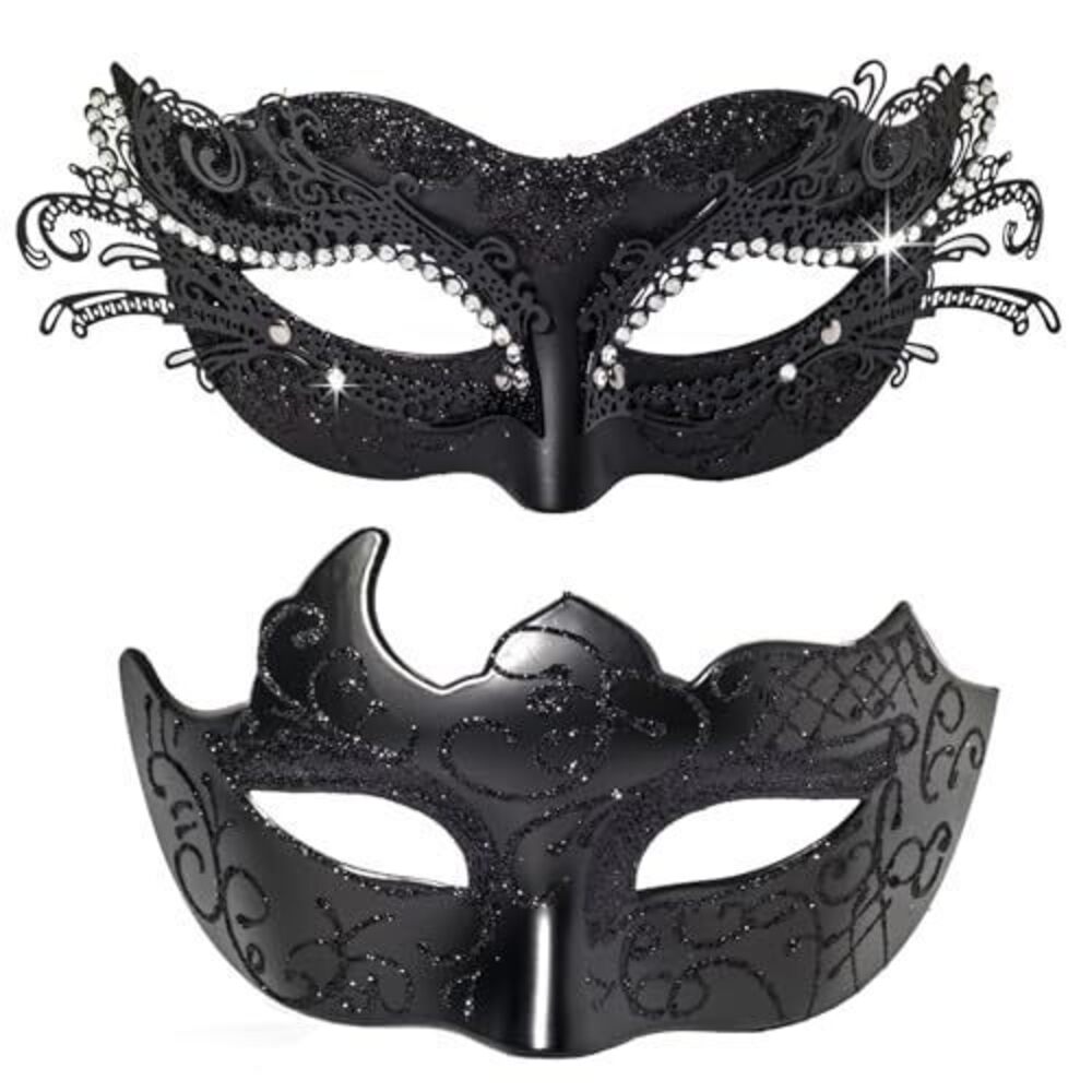 1738 Masquerade Masks For Couples, Cosplay Mask with Rhinestone